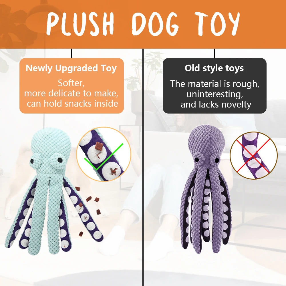 Pet Sniff Plush Toy with Squeaky Sound – Octopus & Shell Puzzle Chew Toy for Dogs & Cats – Teeth Cleaning Interactive Pet Toy