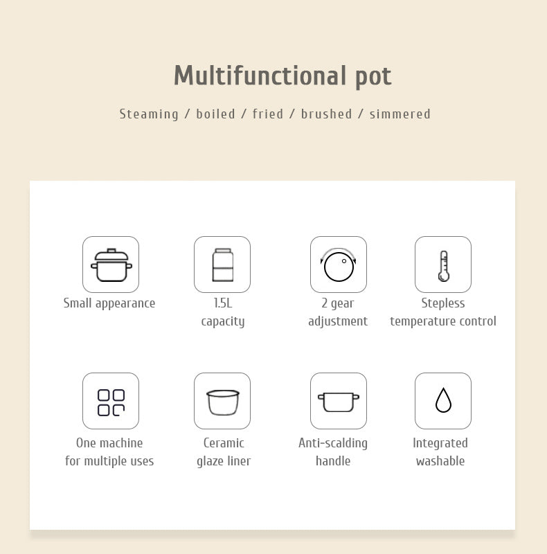 Multi-Function Mini Electric Cooker – 1.2L Portable Cooking Pot for Boiling, Steaming, and Rice Cooking – Ideal for Dorms, Offices, and Small Households
