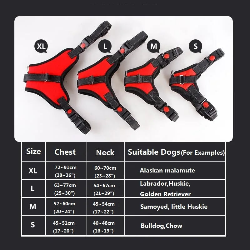 Nylon Heavy Duty Dog Harness – Adjustable Padded Vest for Small, Medium, and Large Dogs – Ideal for Huskies and Big Breeds