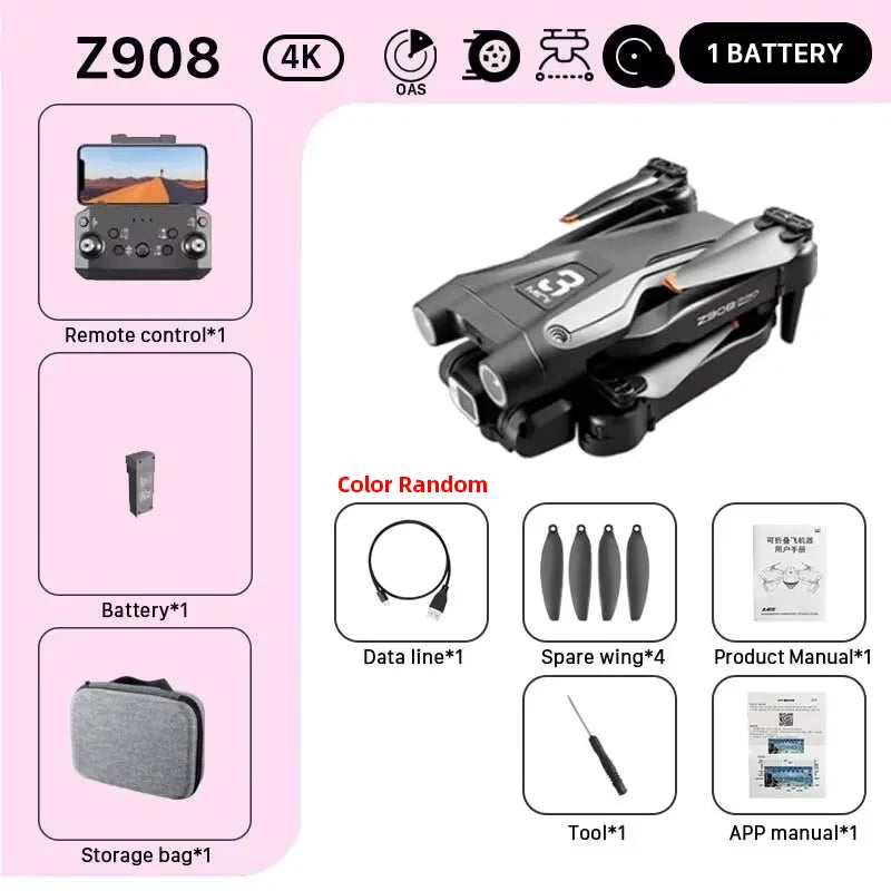 MINI Z908Pro Max Drone – 4K UHD Camera, Brushless Motor, WiFi FPV, Obstacle Avoidance, Folding RC Quadcopter for Beginners & Intermediates