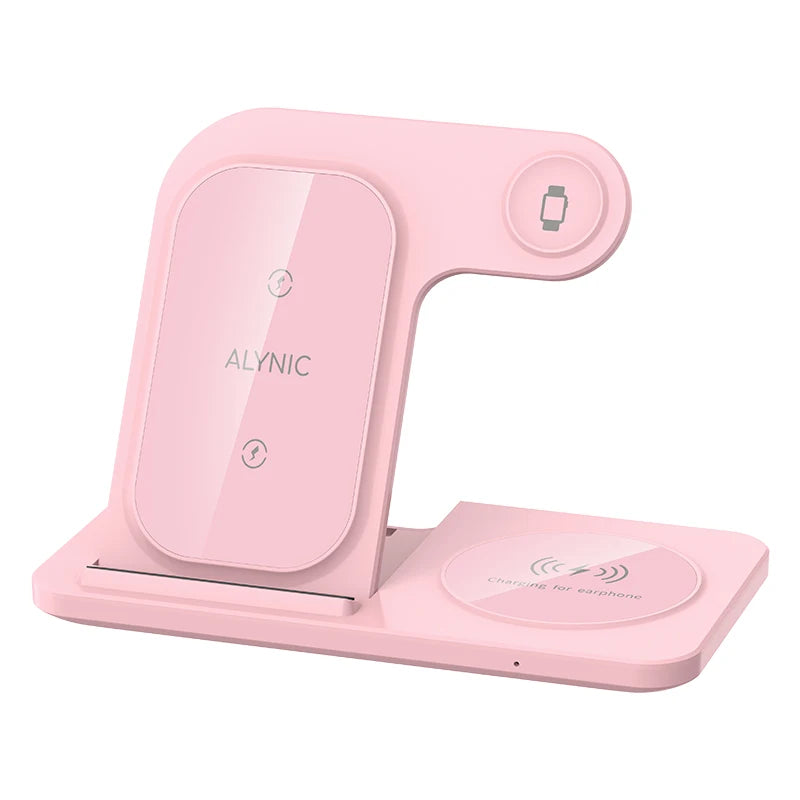 3-in-1 30W Fast Wireless Charging Station | Foldable Charger Stand for iPhone 15–11, Apple Watch Series 9–5, AirPods Pro
