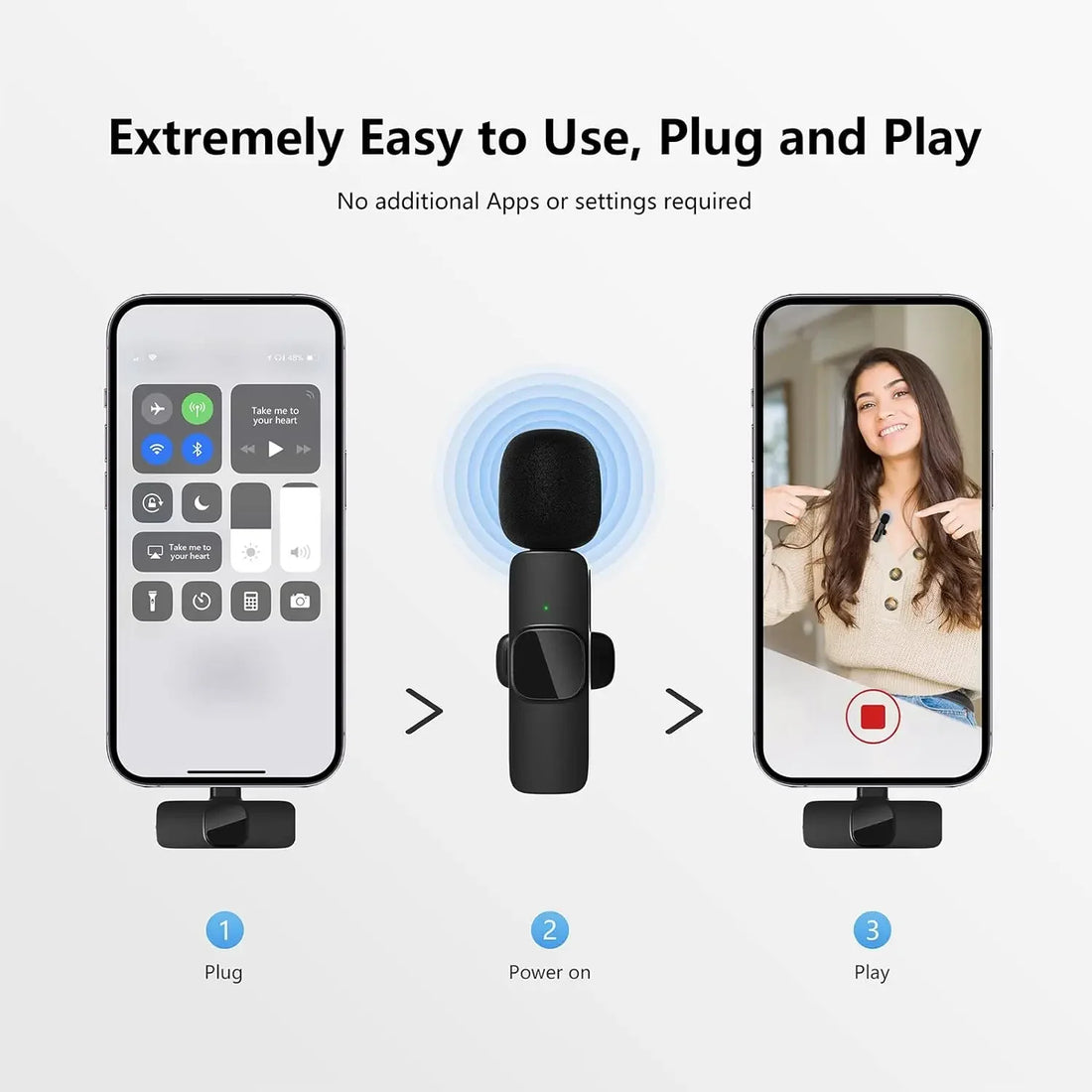 Professional Wireless Lavalier Microphone for iPhone & Android – 3.5mm Jack, Noise Reduction, Clip-On Design
