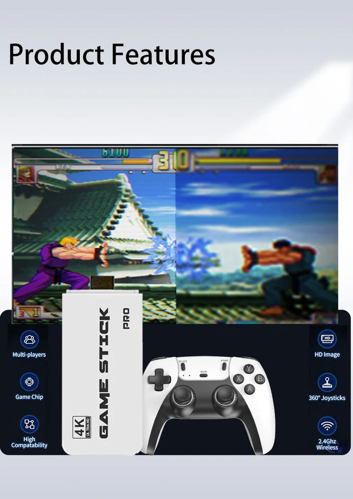 M15 4K Retro Game Stick – 40,000+ Classic Games, 128GB, Dual Wireless Controllers