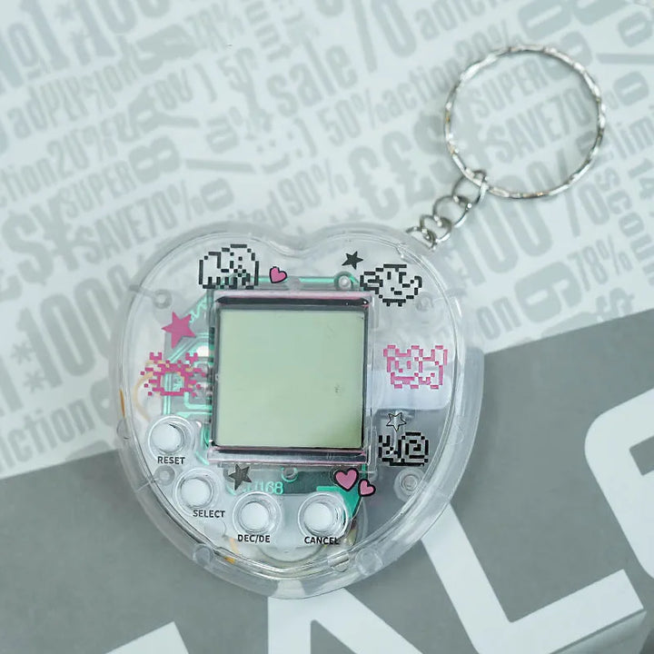 Transparent Electronic Pet Game Console – 49-in-1 Virtual Cyber Pet Toy with Pixel Graphics – Retro Handheld Digital Pet for Kids & Adults