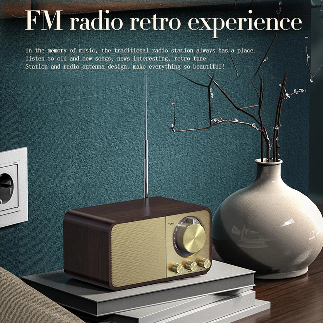 Nostalgic Bluetooth Speaker – Retro Wooden Design, Wireless Subwoofer, Bluetooth 5.0, FM Radio, Portable Audio