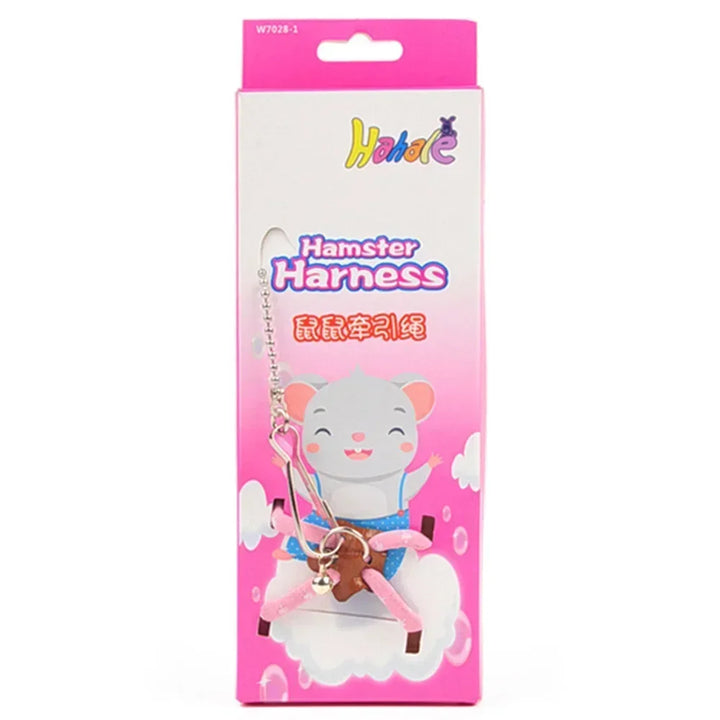 Adjustable Soft Harness & Bell Leash Set for Small Pets – Ideal for Hamsters, Mice, Ferrets, Rats, and Guinea Pigs