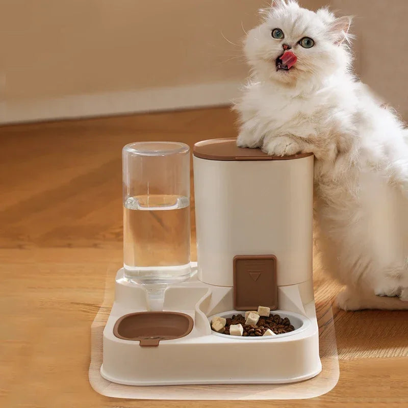 Automatic Pet Water & Food Dispenser – Dual Compartment with Wet/Dry Separation – Ideal for Cats & Small Dogs