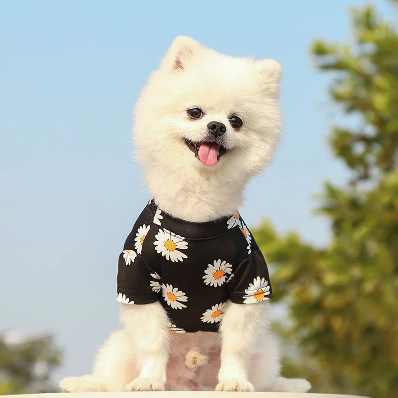 Pet Puppy T-Shirt Vest – Spring & Summer Printed Short Sleeve Clothes for Small & Medium Dogs – Lightweight Travel Pet Clothes