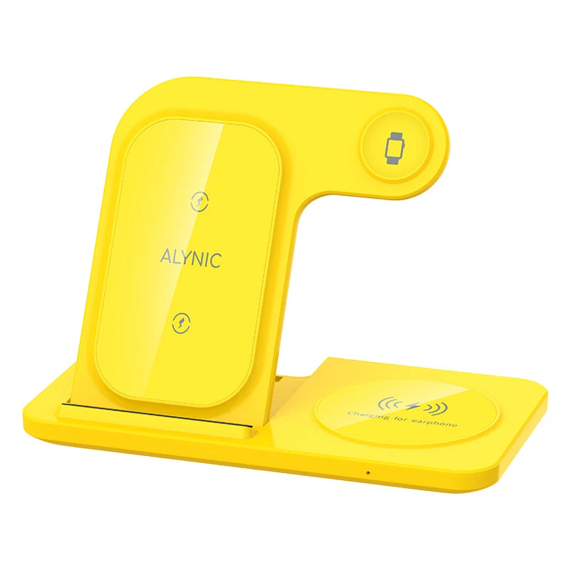 3-in-1 30W Fast Wireless Charging Station | Foldable Charger Stand for iPhone 15–11, Apple Watch Series 9–5, AirPods Pro