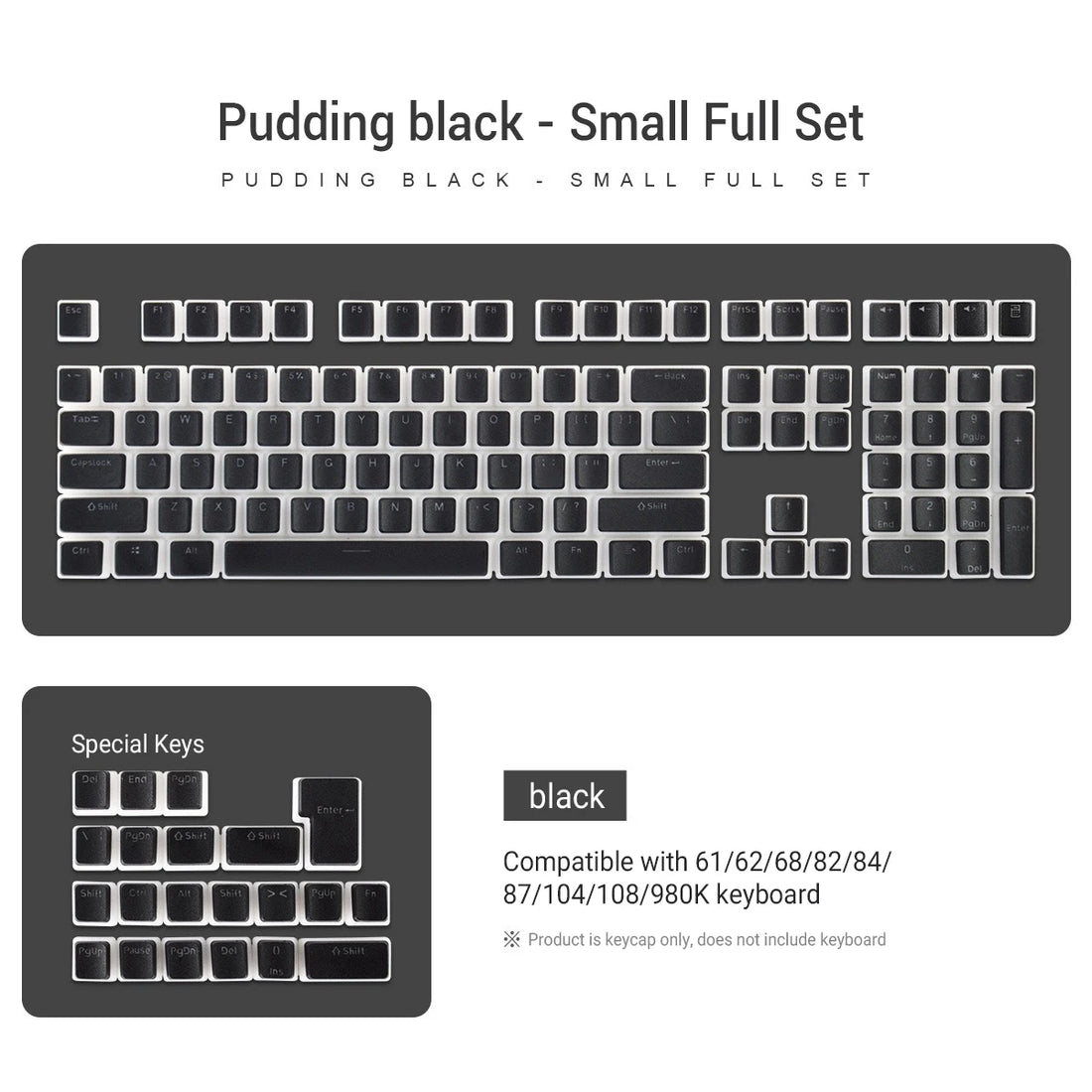 129-Key Pudding Keycaps – OEM Profile, PBT Double-Shot, RGB Backlit for MX Switch Mechanical Keyboards (ISO Layout)