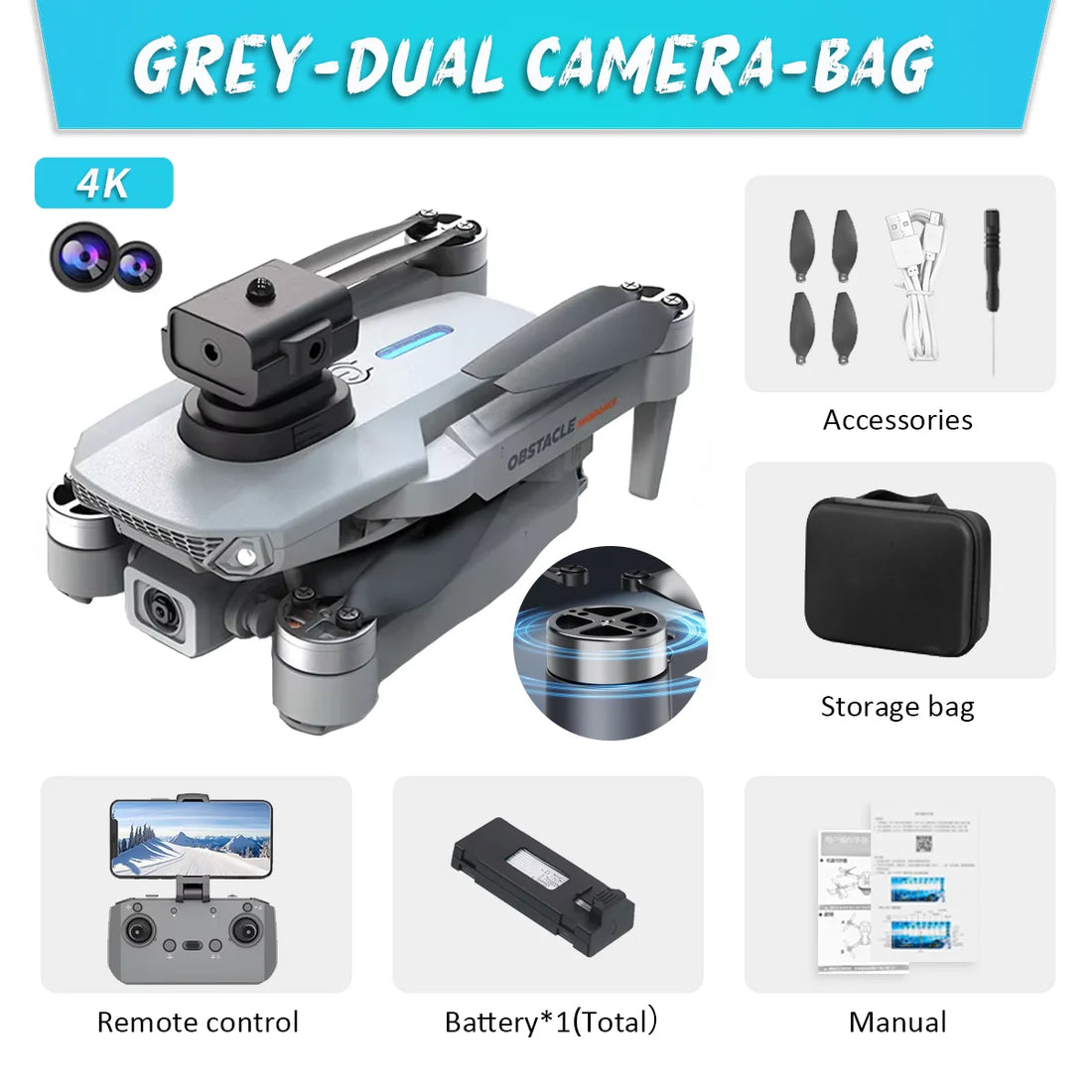 Foldable RC Drone – 4K HD Camera, WiFi FPV, Altitude Hold, Compact Quadcopter for Kids & Beginners