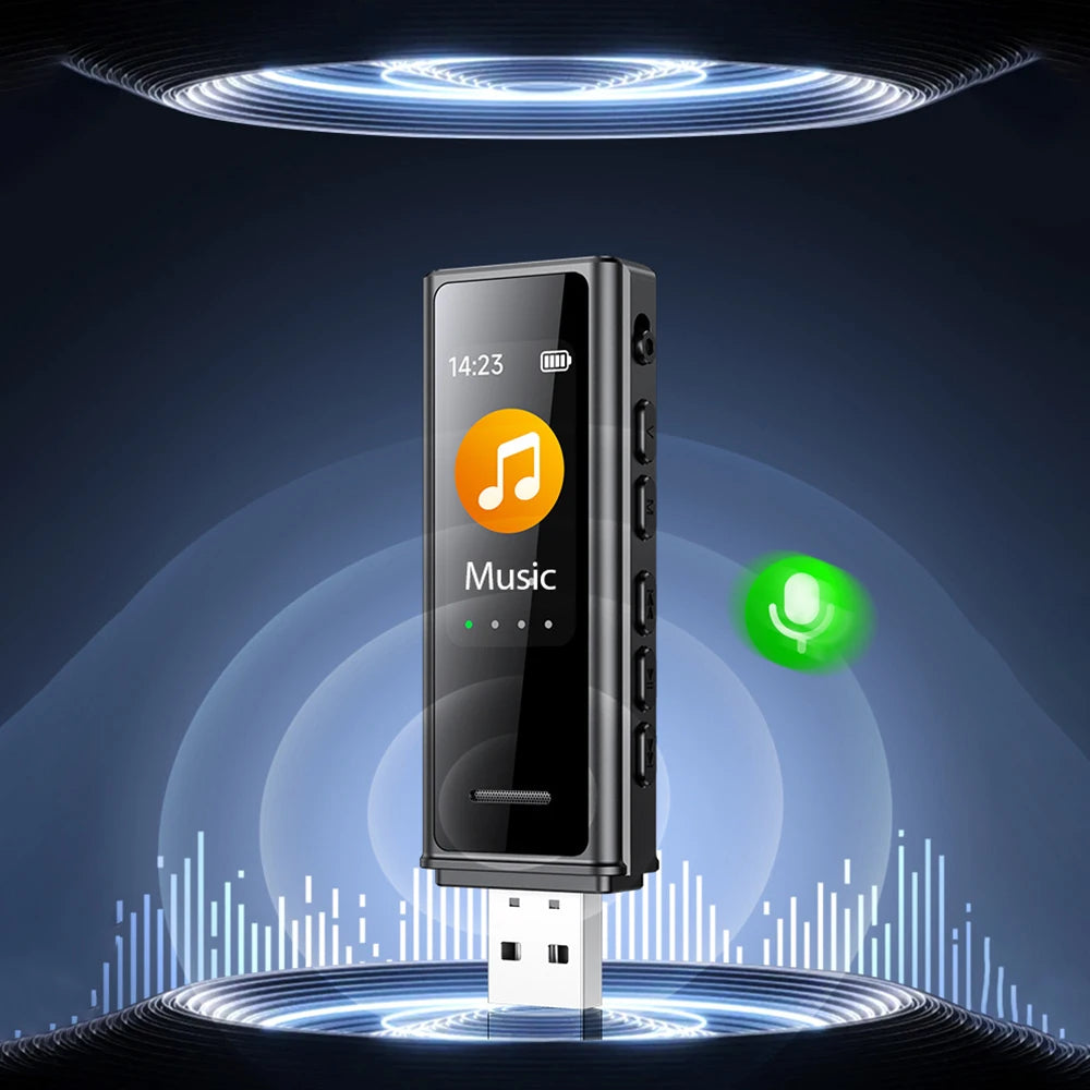 USB Flash Drive Voice Activated Recorder with Back Clip – MP3 Player, Noise Cancellation, Digital Audio Recorder