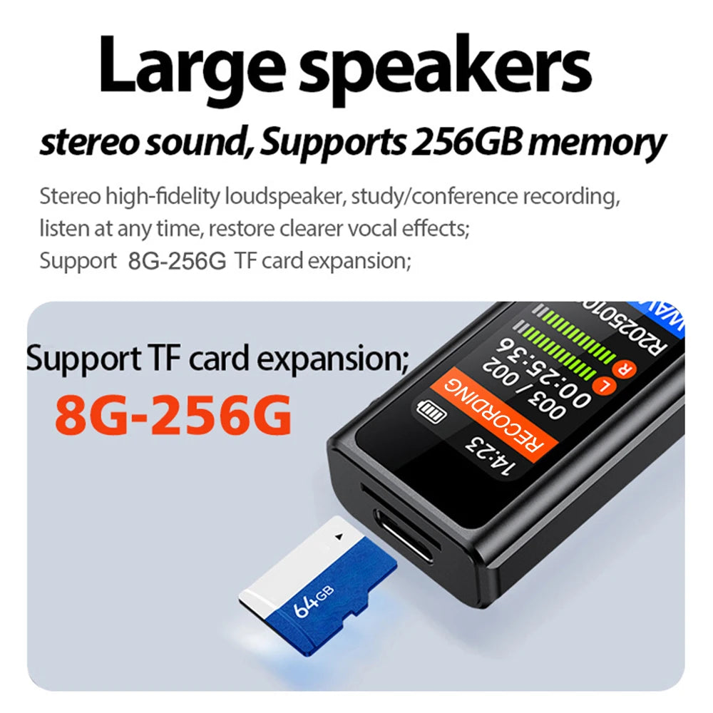USB Flash Drive Voice Activated Recorder with Back Clip – MP3 Player, Noise Cancellation, Digital Audio Recorder