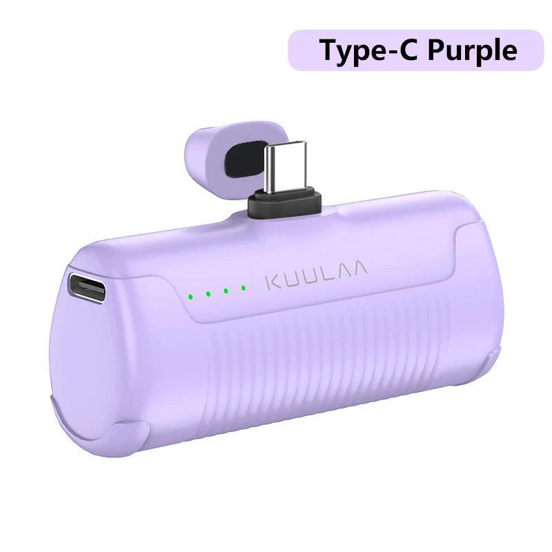 Kuulaa Mini Power Bank 4500mAh – Portable Charger for iPhone 16/15/14/13 Pro Max, Samsung, Xiaomi – Compact External Battery Pack