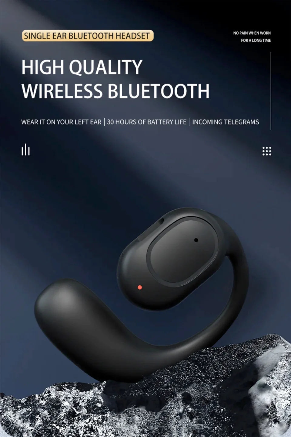 Wireless Bone Conduction Bluetooth Headset with Microphone – Noise-Cancelling, Hands-Free Earphones for Driving, Calls & Outdoor Activities