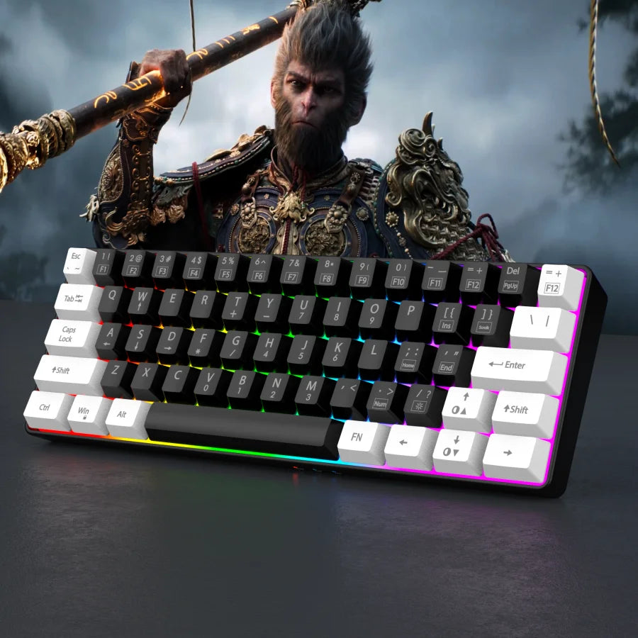 60% Wired Gaming Keyboard – RGB Backlit Ultra-Compact 61-Key Waterproof Mini Keyboard for PC/Mac Gamers