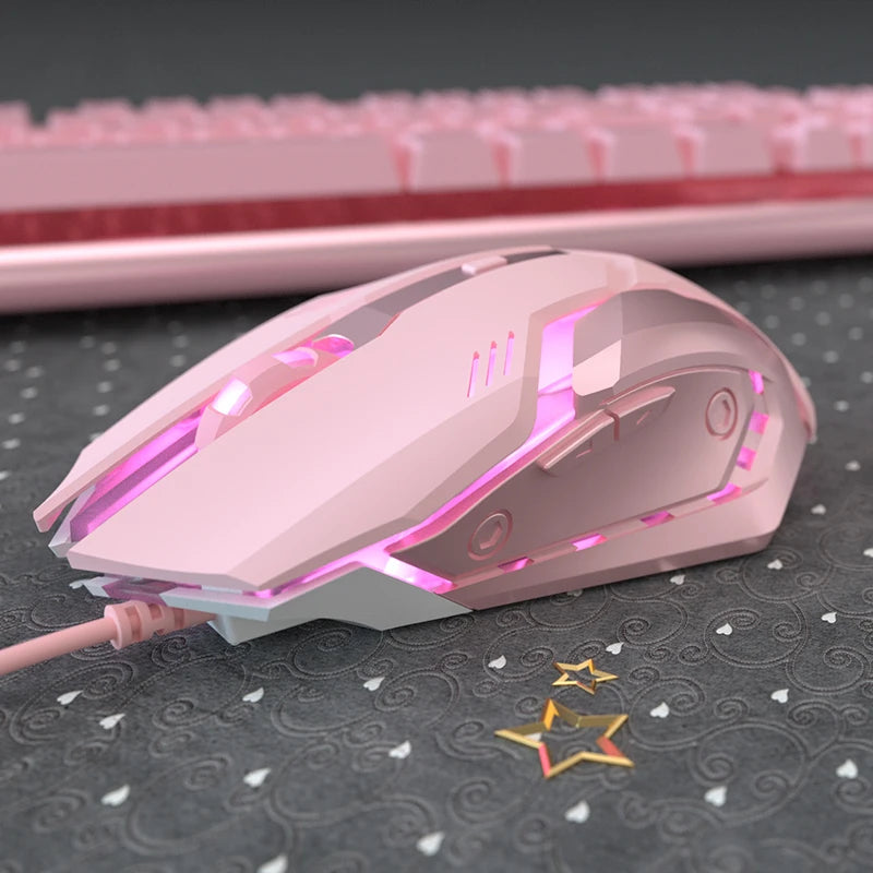 Gaming Mute Mouse – Cute RGB 6-Button Optical Mouse for Desktop & Laptop