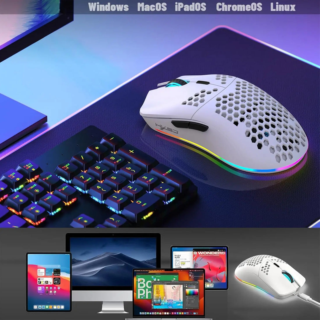 MAMBASNAKE x HXSJ T66 Wireless Gaming Mouse – 2.4GHz Rechargeable with 6 Programmable Buttons