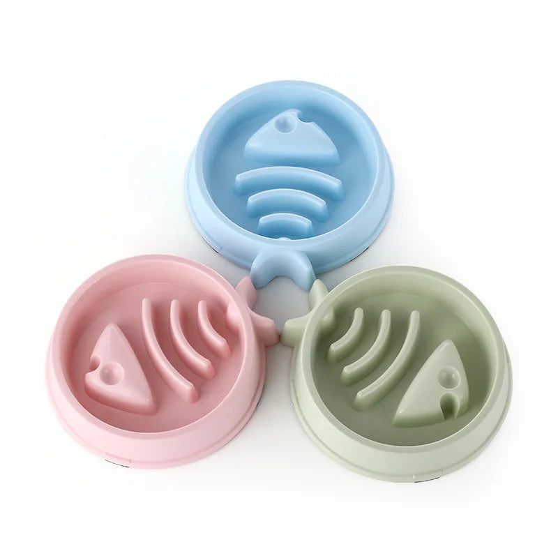 Pet Cat & Dog Slow Food Bowl – Anti-Choking, Non-Slip Silicone Feeder – Multiple Colors & Shapes