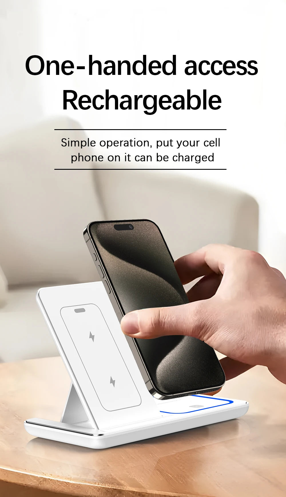 3-in-1 30W Fast Wireless Charging Station | Foldable Charger Stand for iPhone 15–11, Apple Watch Series 9–5, AirPods Pro