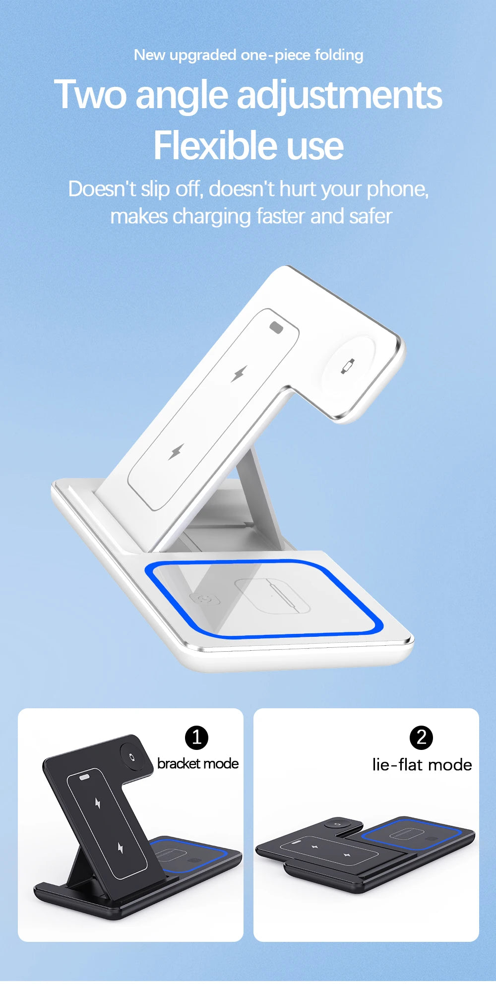 3-in-1 30W Fast Wireless Charging Station | Foldable Charger Stand for iPhone 15–11, Apple Watch Series 9–5, AirPods Pro