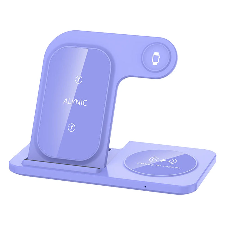 3-in-1 30W Fast Wireless Charging Station | Foldable Charger Stand for iPhone 15–11, Apple Watch Series 9–5, AirPods Pro