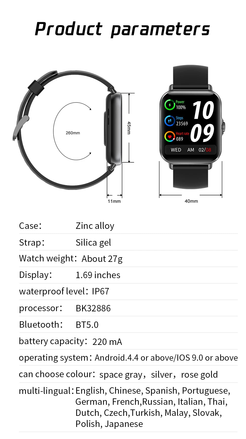 2022 Digital Smartwatch Sports Fitness Men's Women