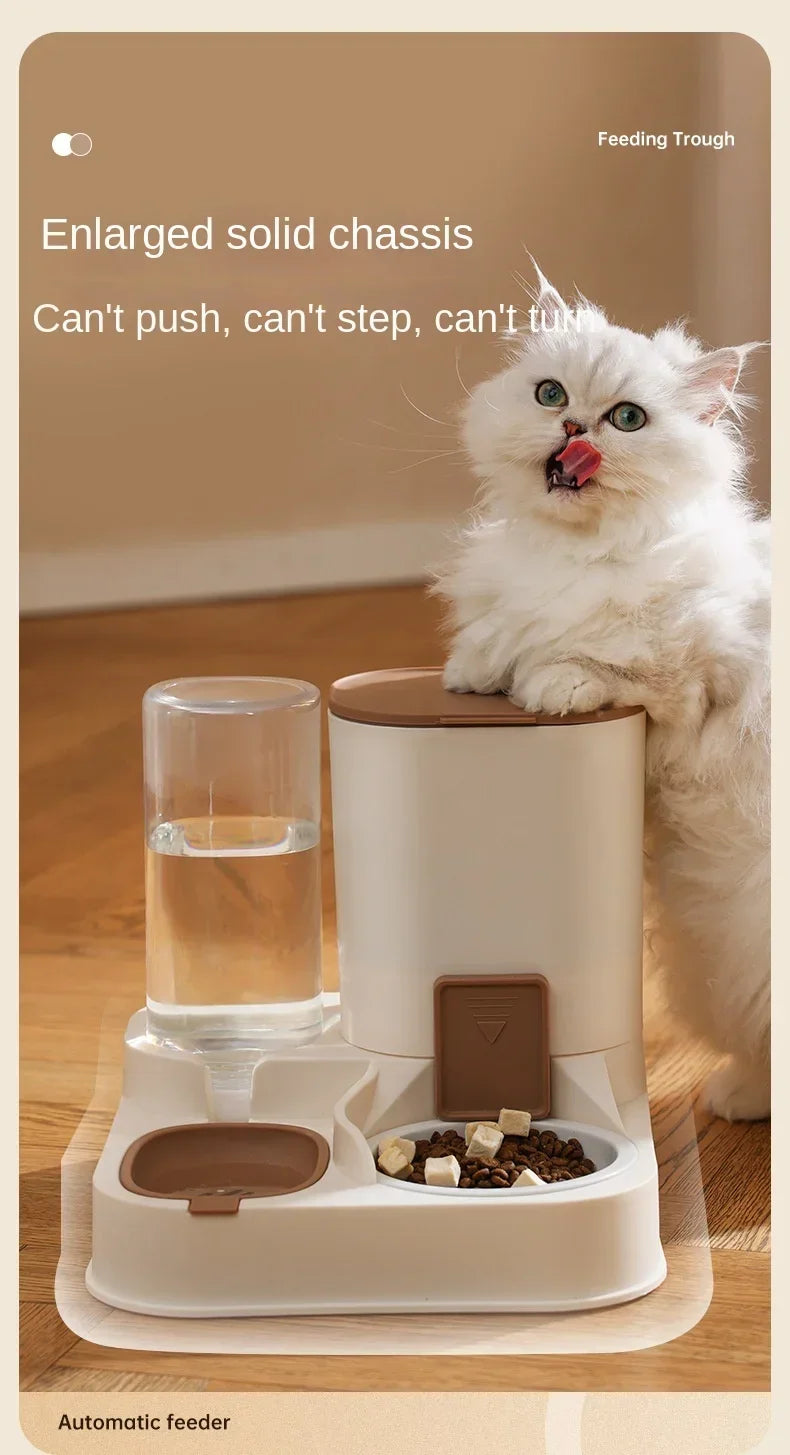 Automatic Pet Water & Food Dispenser – Dual Compartment with Wet/Dry Separation – Ideal for Cats & Small Dogs