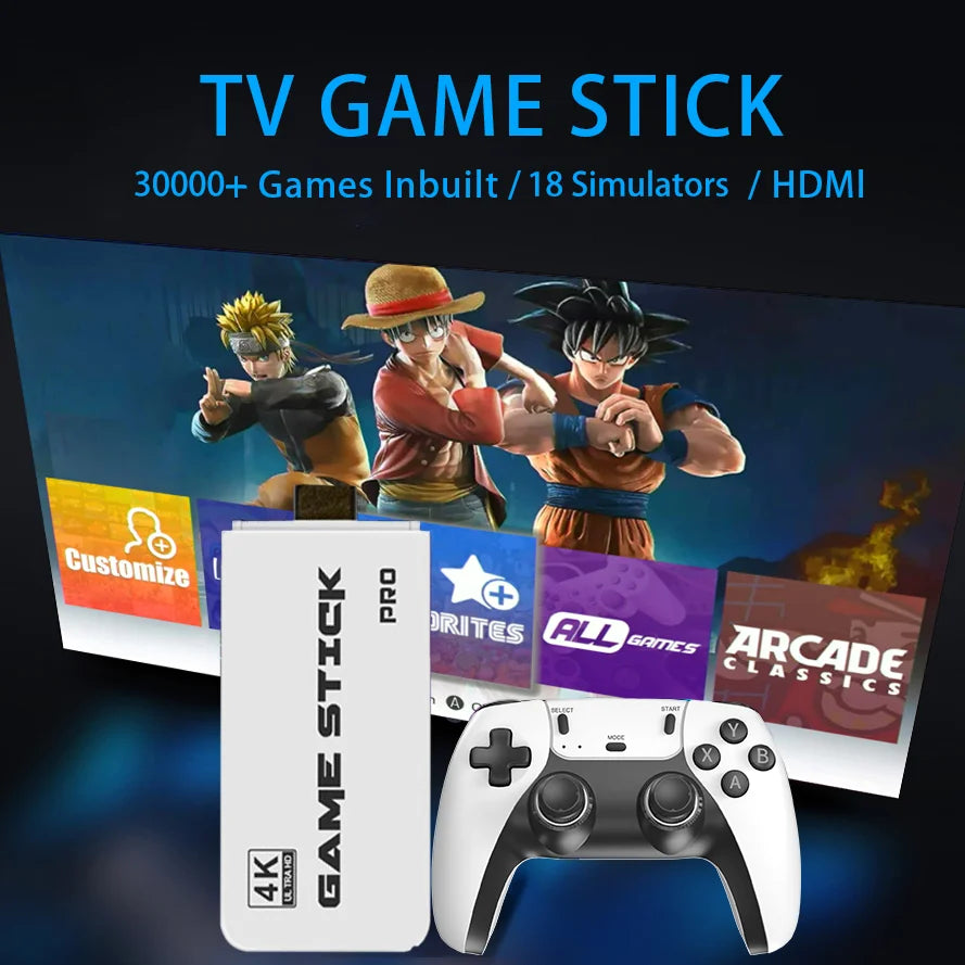 M15 4K Retro Game Stick – 40,000+ Classic Games, 128GB, Dual Wireless Controllers