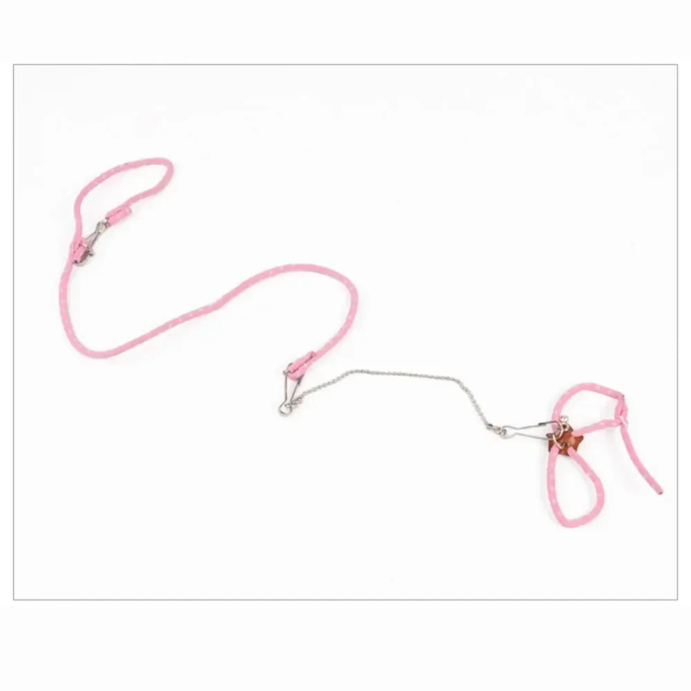 Adjustable Soft Harness & Bell Leash Set for Small Pets – Ideal for Hamsters, Mice, Ferrets, Rats, and Guinea Pigs