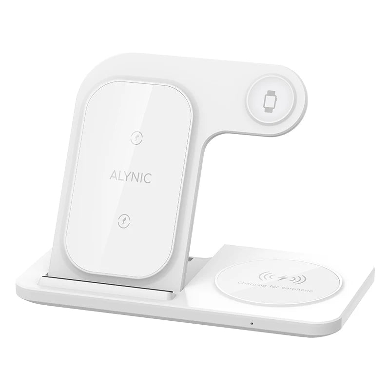 3-in-1 30W Fast Wireless Charging Station | Foldable Charger Stand for iPhone 15–11, Apple Watch Series 9–5, AirPods Pro