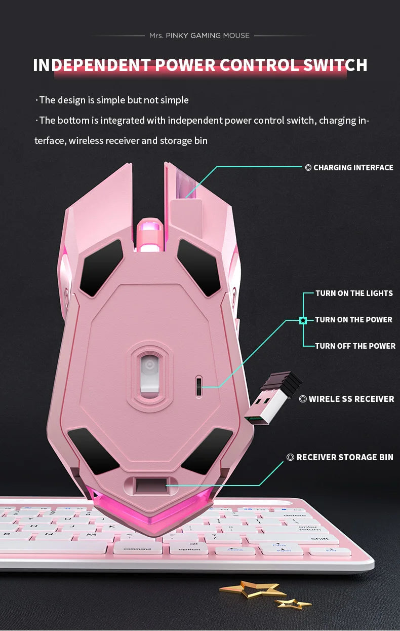Gaming Mute Mouse – Cute RGB 6-Button Optical Mouse for Desktop & Laptop