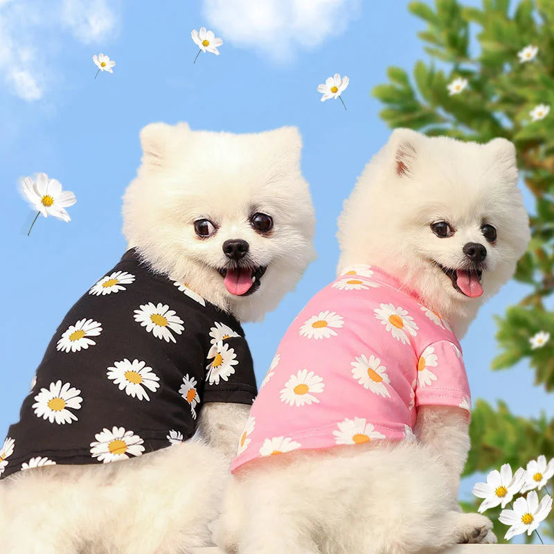 Pet Puppy T-Shirt Vest – Spring & Summer Printed Short Sleeve Clothes for Small & Medium Dogs – Lightweight Travel Pet Clothes