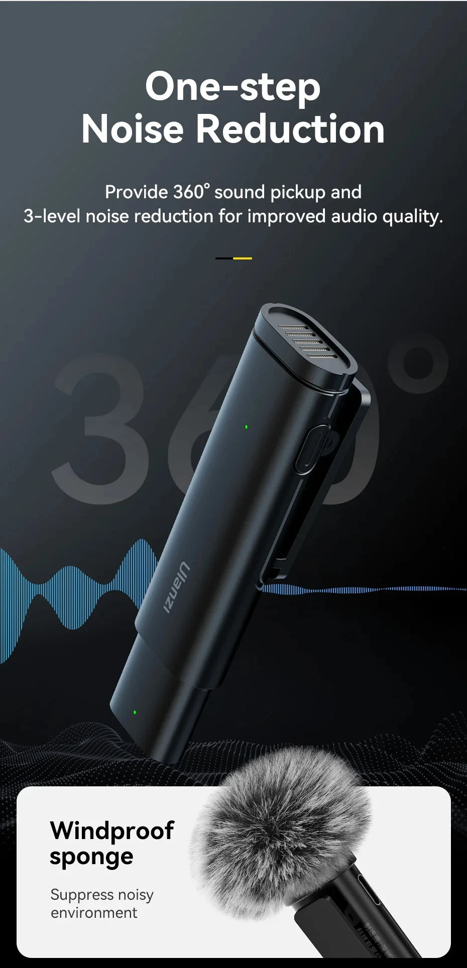 Ulanzi VM-10 Wireless Lavalier Microphone – Portable Clip-On Mic for iPhone & Android, Live Streaming & Recording