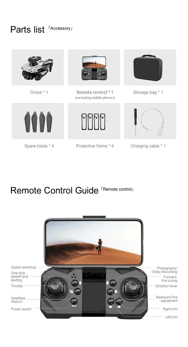 LU200 Drone – 8K Triple Camera, 5G GPS, 10KM Range, Obstacle Avoidance, Foldable Quadcopter