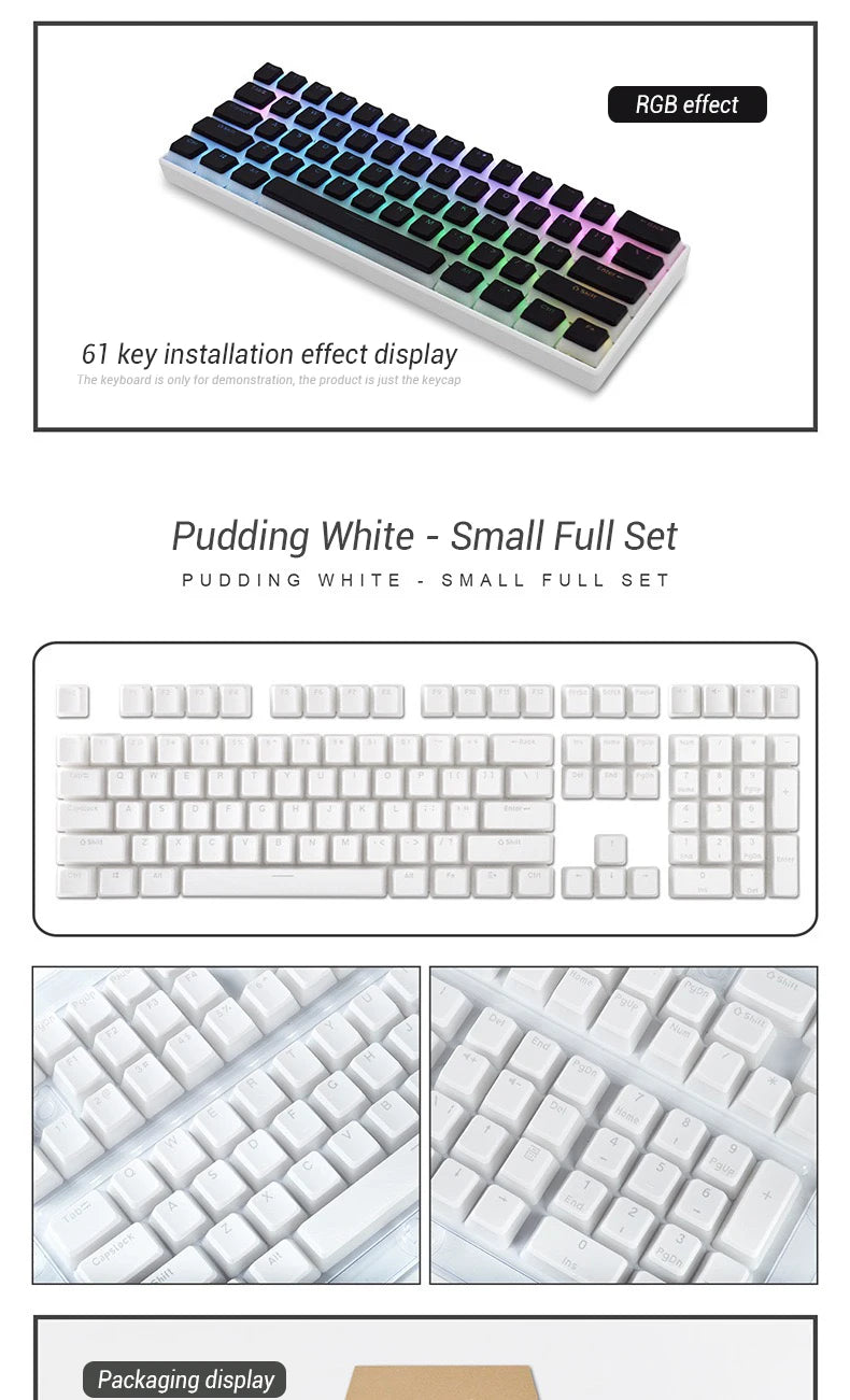 129-Key Pudding Keycaps – OEM Profile, PBT Double-Shot, RGB Backlit for MX Switch Mechanical Keyboards (ISO Layout)