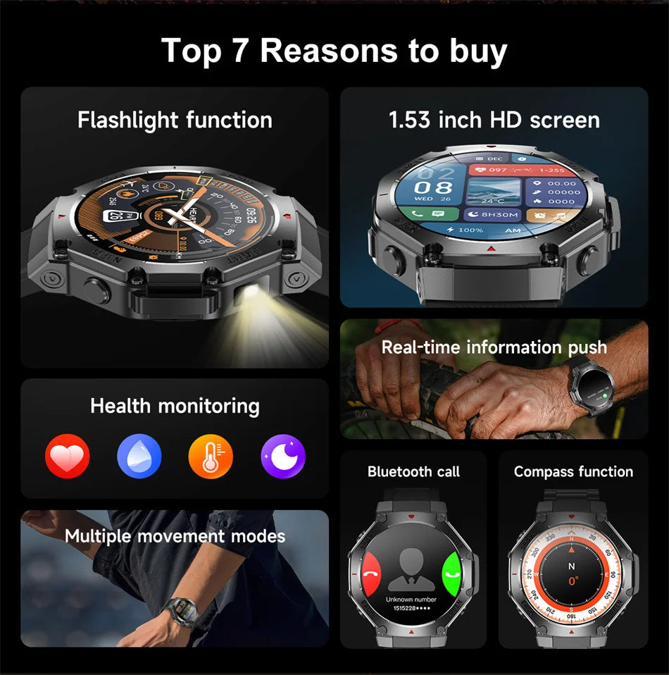 2025 New LED Smart Watch Men's HD AMOLED Bluetooth