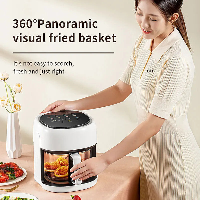 Smart Air Fryer Electric Visual Window 4.5L – Oil-Free 360° Convection Oven with Digital Controls for Healthy Cooking