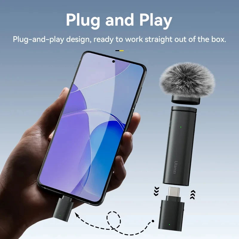 Ulanzi VM-10 Wireless Lavalier Microphone – Portable Clip-On Mic for iPhone & Android, Live Streaming & Recording