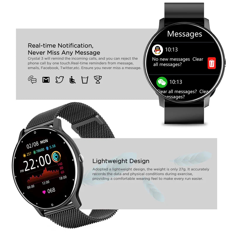 LIGE 2024 Smart watch Ladies Full touch Screen Sports