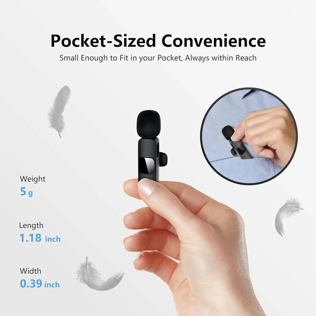 Professional Wireless Lavalier Microphone for iPhone & Android – 3.5mm Jack, Noise Reduction, Clip-On Design