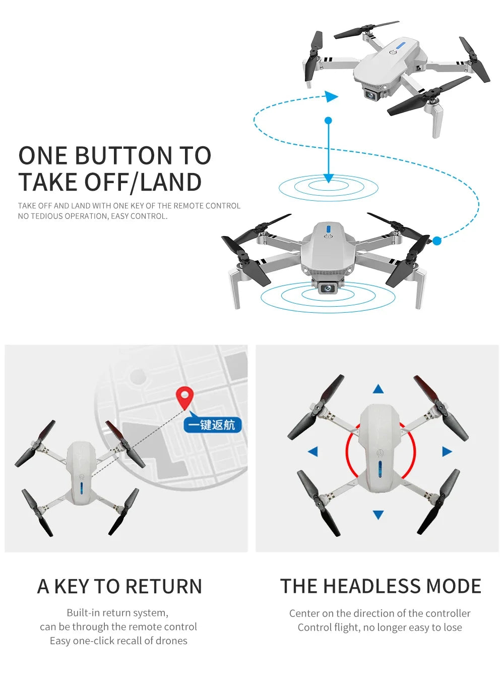 E88 Professional Wide Angle RC Drone – HD 4K Camera, Foldable Design, Ideal for Aerial Photography and Kids' Gifts