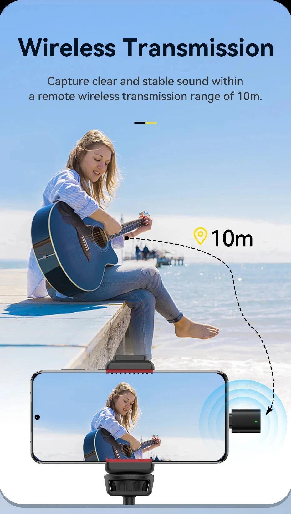 Ulanzi VM-10 Wireless Lavalier Microphone – Portable Clip-On Mic for iPhone & Android, Live Streaming & Recording