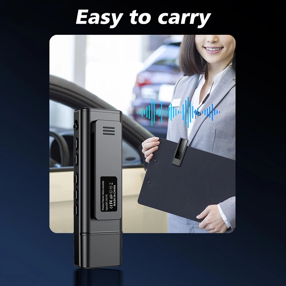 USB Flash Drive Voice Activated Recorder with Back Clip – MP3 Player, Noise Cancellation, Digital Audio Recorder