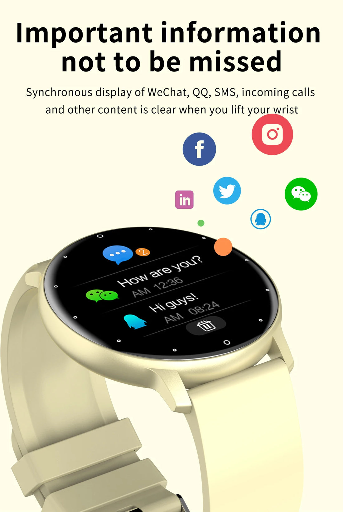 LIGE 2024 Smart watch Ladies Full touch Screen Sports