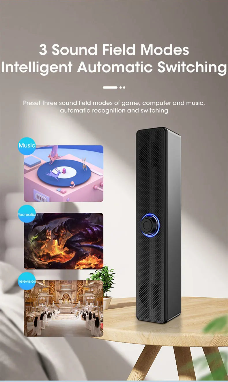 Bluetooth 4D Surround Speaker Home Theatre Sound System – Wired Stereo Subwoofer Soundbar for TV, PC, and Laptop