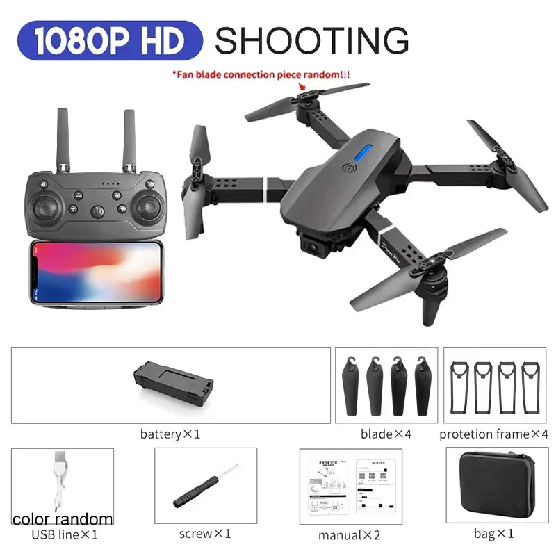 E88 Professional Wide Angle RC Drone – HD 4K Camera, Foldable Design, Ideal for Aerial Photography and Kids' Gifts
