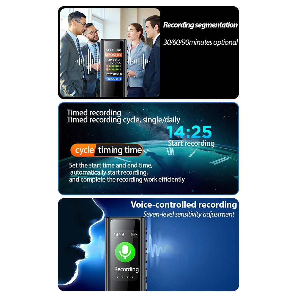 USB Flash Drive Voice Activated Recorder with Back Clip – MP3 Player, Noise Cancellation, Digital Audio Recorder