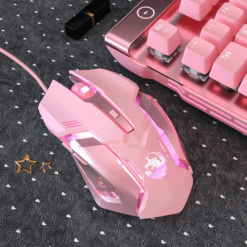 Gaming Mute Mouse – Cute RGB 6-Button Optical Mouse for Desktop & Laptop