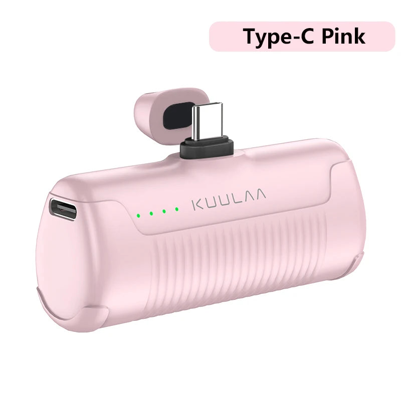 Kuulaa Mini Power Bank 4500mAh – Portable Charger for iPhone 16/15/14/13 Pro Max, Samsung, Xiaomi – Compact External Battery Pack